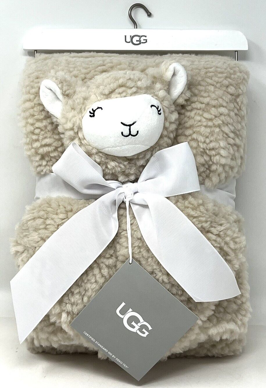 UGG Lovey & Baby Blanket Llama Sherpa 2-Piece Gift Set Birch Tan Beige CLOUD